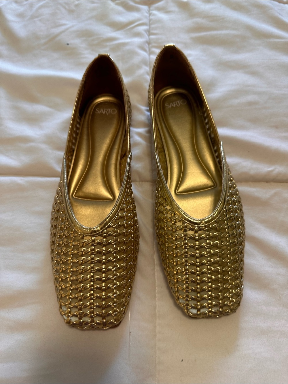 SARTO By Franco Sarto Metallic Gold Woven Slip-On Flats